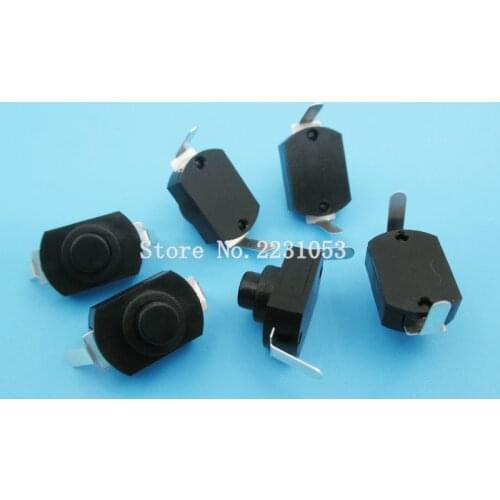 10PCS/LOT 1288BM Flashlight Switch Black Mini Push Button Switch 2 Pins Right Angle Pin 16340 Switch