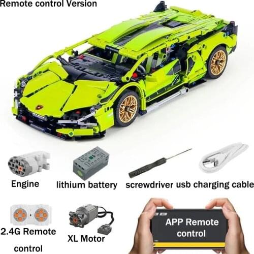 1254Pcs MOC RC/non-RC Super Sports Car Remote Control Racing high-tech Vehicle Building Blocks Bricks Toys For Children