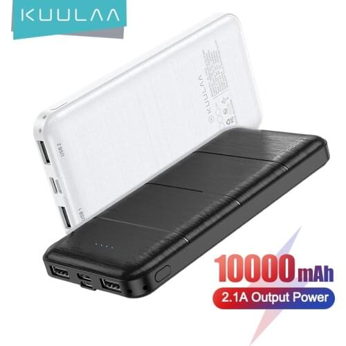 KUULAA 2Pcs Power Bank 10000mAh Portable Charging PowerBank 10000 mAh USB PoverBank External Battery Charger For Xiaomi iPhone