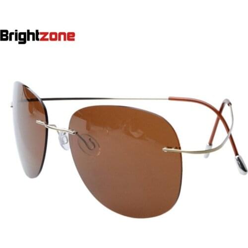 2020 Super Light Weight Brightzone Rimless Titanium Frame Polarized SunglassesOversizes Sun Glasses Eye Anti-UVA &UVB UV400