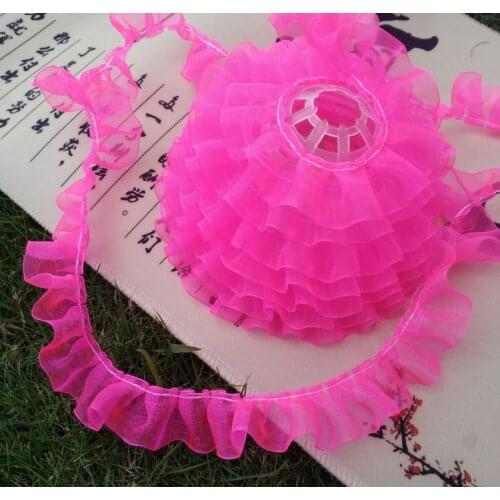 34Yards 2.5cm Chiffon Ruffle Lace Trim Pleated Ribbon Fabric Sewing Collar For Doll Dress Accessories