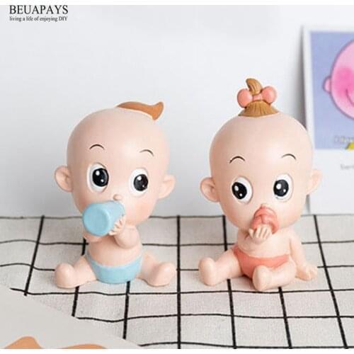 4pcs Figurines Miniatures Baby Shower Gift Its A Girl Boy Birthday Diy Creative Resin Crafts Lovely Cake Ornaments Party Favors