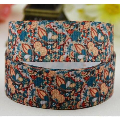 22mm 25mm 38mm 75mm Ruban satin Paisley Cartoon printed Grosgrain Ribbon Hair Accessories party decoration 10 Yards X-02435