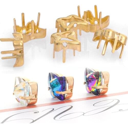 9x10mm Butterfly Shape Copper Claws High Quality Thicken Claw Base DIY Accessories For Clothes Bags Crystal Strass