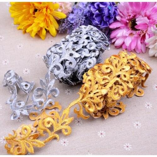 4 Meters 3.8CM Width Iron On Lace Trim Applique Self Adhesive Fabric Patches Lace Patch Clothes Sewing