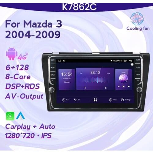 Navifly Android 11 6+128GB Auto Radio Multimedia Headunit For Mazda 3 BK Mazda3 2004-2009 Cooling fan IPS DSP Wireless carplay