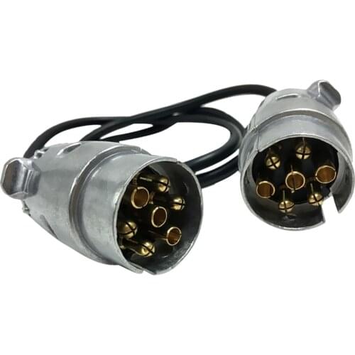 Car Trailer Truck 7Pin to 7Pin Plug Adapter Converter Tow Bar Socket Silver