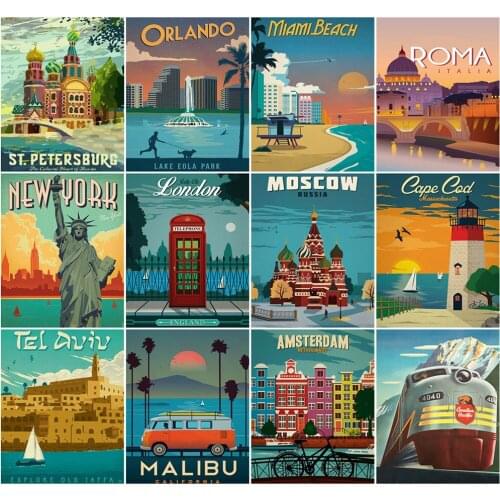 AZQSD DIY 40x50cm Painting By Numbers Landscape Handmade Gift Coloring By Numbers City Picture For Living Room Home Decoration