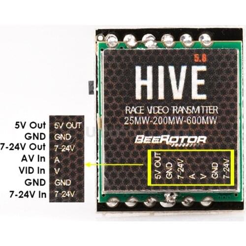 BeeRotor HiVE 5.8G Video Transmitter VTX SMA Male 5.8Ghz 40CH 25mW 200mW 600mW 24CH For FPV Racer