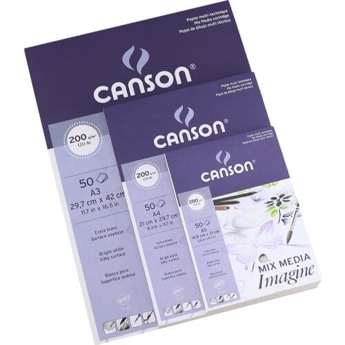 Canson MIX MEDIA Imagine Pad Watercolour Papers 200g/m2 50 Sheets A5 A4 A3 France