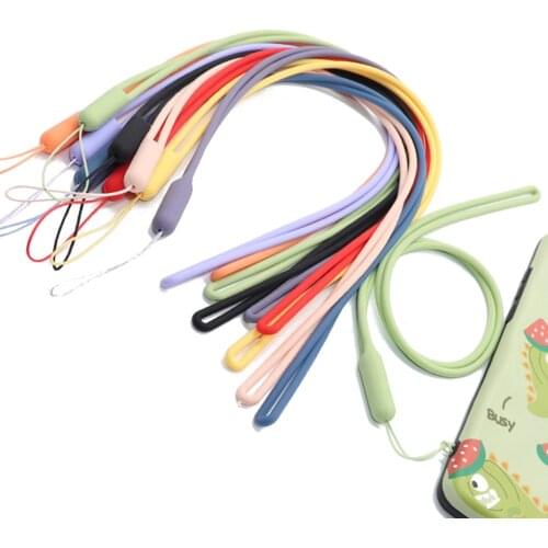 Long 43cm Mobile Phone Strap Soft Silicone Wrist Lanyard Mobile Phone Chain Straps Keychain Charm Cords DIY Hang Rope Lanyards