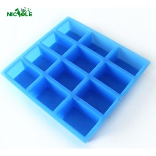 12-Cavity Silicone Soap Mold Handmade Rectangular Loaf Bar Mould