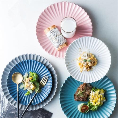 Northern European-Style Creative Simple Chrysanthemum Plate Household Ceramic Dish Western Dish Tray Steak Italian Pasta