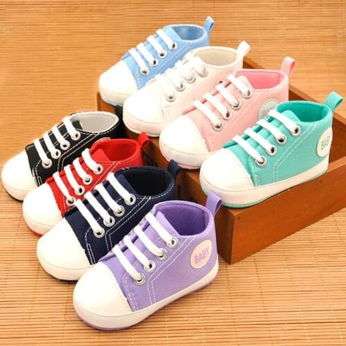 0-12M Newborn Baby Boy Girl Pram Shoes Toddler White Sneakers Casual Soft Comfortable Lace-Up Indoor Shoes Infant First Walkers