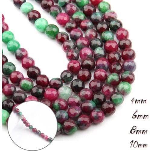 Natural Faceted Imitation Tourmaline Round Stone Beads for DIY Jewelry Making