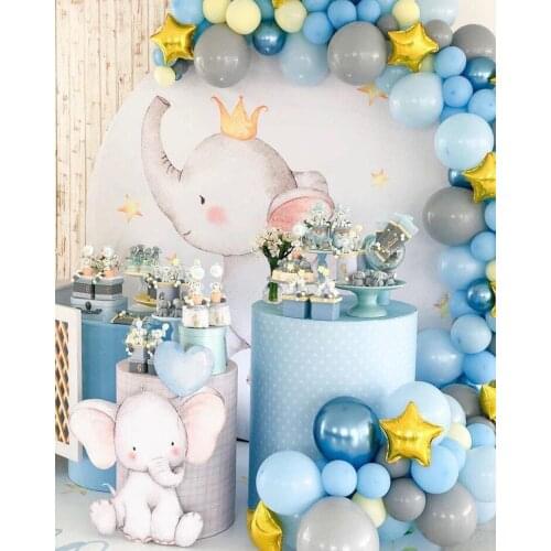 Round Circle backdrop background Watercolor elephant birthday party decoration baby shower candy dessert table cover YY-99
