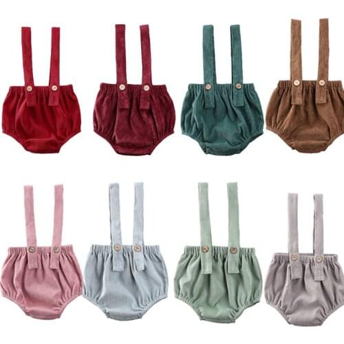 0-24M Summer Baby Boys Girls Clothing Cute Corduroy Suspenders Rompers One-Pieces Shorts Bottoms Sleeveless Overalls