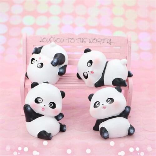 Cute Cartoon Panda Figurine Model Animal Crafts Micro Landscape Ornament Home Decor Miniature Accessories Gifts