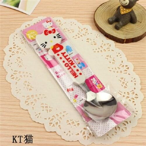 Cute cartoon spoons hellokitty spoon tableware shape 304 stainless steel children spoons