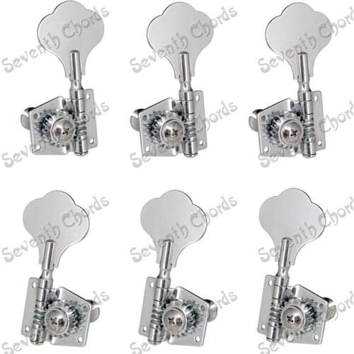 A Set 6 Pcs Open Gear 6 String Bass Guitar String Tuners Tuning Pegs Keys Machine Heads - 3L3R/2L4R/4L2R for choose - Chrome