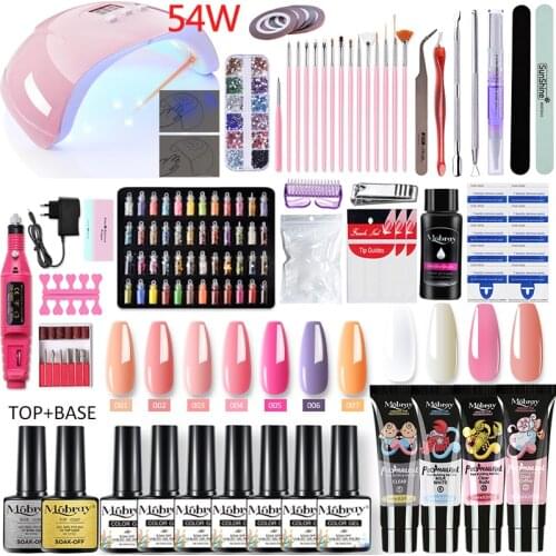 54/36/6W Lamp Gel Nail Polish Set Poly Nail Gel Extension Kit All For Manicure Set Semi-Permanent Varnish Nail Tools Kits