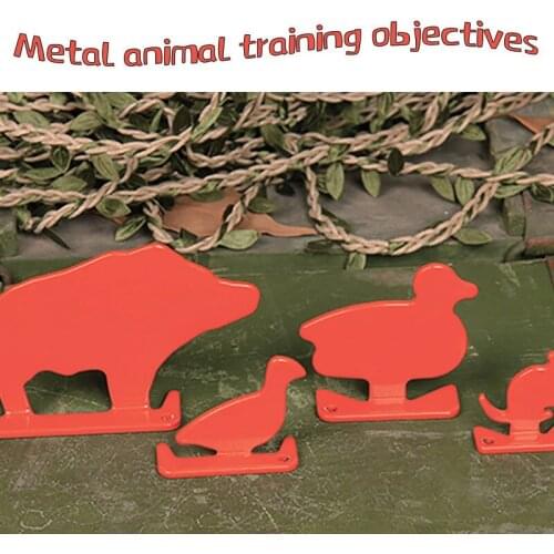 Metal animal target set, shooting sight for fun practice competition, orange color bullet shooting accessories, 4-piece set