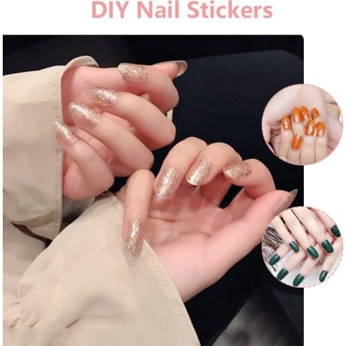 3 Color Single Row 16 Nail Sticker Cover Sticker Wraps Decorations DIY Lasting Waterproof Nails Decals Manicure Art TSLM1