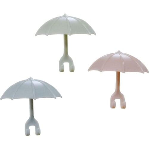 3pcs Cute Umbrella Wall Hanger Toothbrush Holder Razor Socket Hook Men Shaving Shaver Shelf Organizer