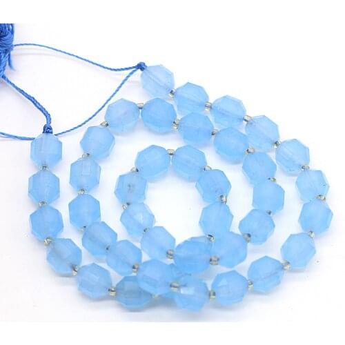 Natural Semiprecious Beads Faceted Rice ShapeBlue Chalcedony Agates Scattered Beads for DIY Necklace Bracelet Making Jewelry
