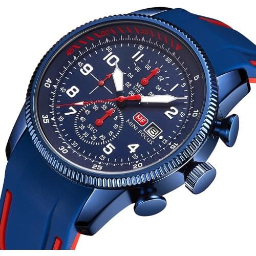 MINIFOCUS Top Brand Luxury Men Quartz Watch Fashion Business Waterproof Multifunction Man Clock Silicone Strap Sport Chronograph