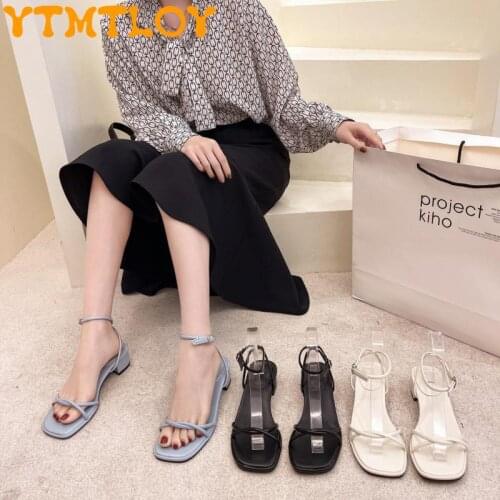 2021 New Korean Version Of Fairy Sandals, Mid-heel Fashion, Outer Wear With Skirts, Wild, Not Tired Feet, Super Hot