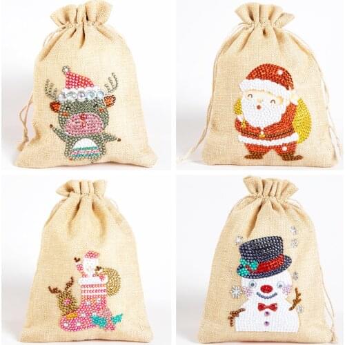 New 5D DIY Diamond Painting Christmas Gift Bag Special shaped drill Drill Linen Eco-friendly Gift Bag Candy Bag