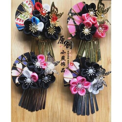 New Original black Japanese hair accessories kimono yukata fan tassel hairpi Hanfu, kimono, yukata, filming accessories Hairpin