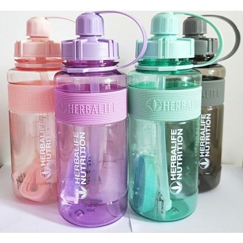 New arrival 1000ML 1L Herbalife Nutrition Pink Black Green Sports Straw type Water Bottle with Rope plastic student water Bottle