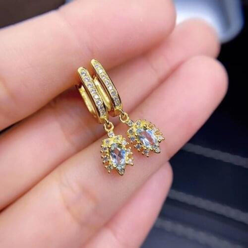New Design Aquamarine Earring Natural And Real 925 sterling silver Aquamarine Earring