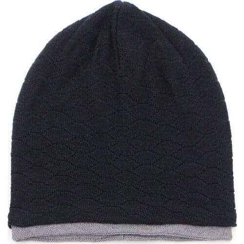 GZHILOVINGL Solid Color Knit Slouchy Beanie Hats Men Knitted Hat Black Sport Autumn Oversized Beanie Hat For Men