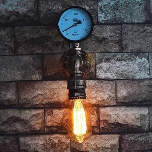 Steam punk Loft Industrial iron rust Water pipe retro wall lamps Vintage E27 LED sconce wall lights for living room bedroom bar