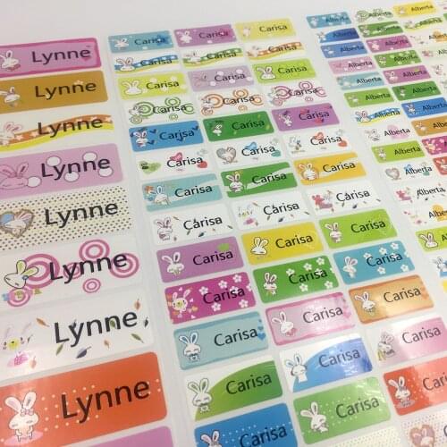 Personalized Cartoon Bunny Name Stickers Girl Rabbit Pattern Custom Tag Labels Waterproof Water Bottle Pencil Stationery Sticker
