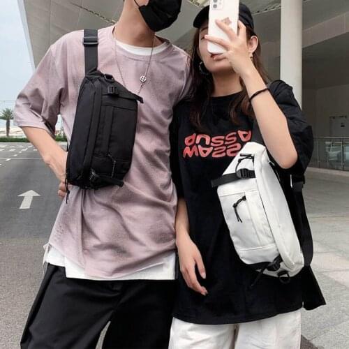 Casual Men Chest Bags Crossbody Bag 2021 Travel Canvas Bag Solid Color Messenger Bag Unisex Hip Waist Pack Women Shoulder Pouch