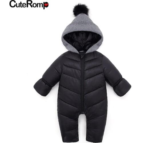 Baby Girl Boy Down Cotton Winter Clothes Knitted Hooded Costume Five Colors Warm Solid Snowsuit Jumpsuit For Christmas New Year