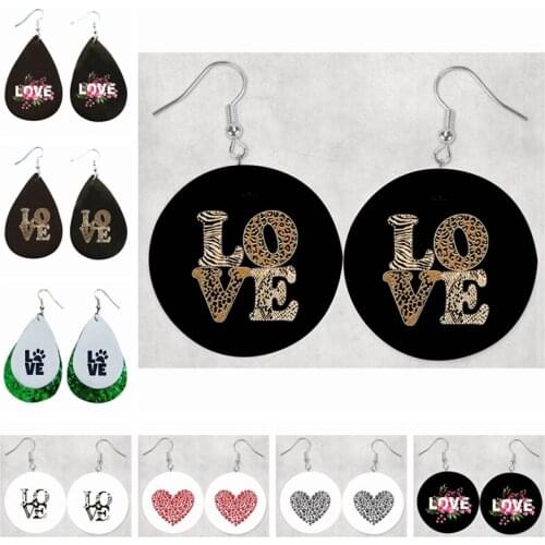 32 Pairs Sweet Love Heart Faux Leather Earrings Fllower Teardrop Wine is My Valentines Day