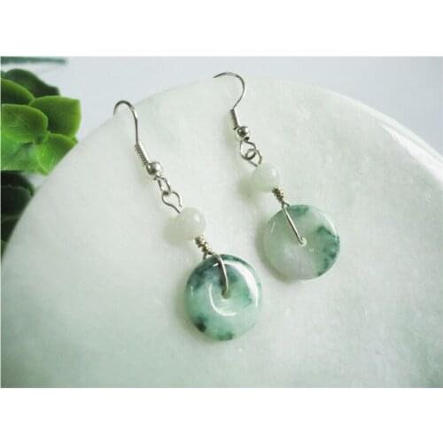 Genuine sterling silver earrings earrings natural jade buckle Earrings Jewelry Jade Earrings