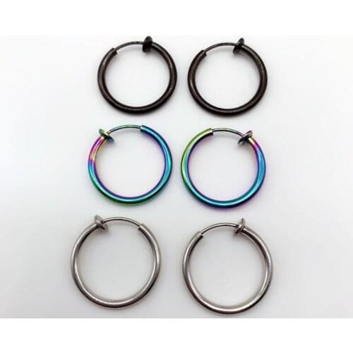 1 Pair Punk Men Women Stealth Clip On Earrings NO Hole Clip Earrings ear Cuff Spring Clip Helix Ring Hoop Fake Ear Ring Hoop
