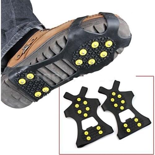 10Stud S M L Non Slip Snow Shoe Spikes Winter Anti Slip Ice Grips Cleats Crampons Climbing Outdoor Shoes Cover Crampons #734