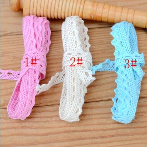 5 Meters Width 0.9cm Handmade DIY Craft Accessories Embroidery Cotton Lace Fabric Curtain Sewing Pink Beige Blue Lace Trim