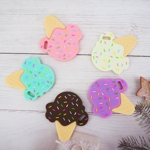 Chenkai 10PCS BPA Free Silicone Ice Cream Teether DIY Newborn Baby Pacifier Nursing Chewing Mommy Jewelry Grib Crafts Toy Gift