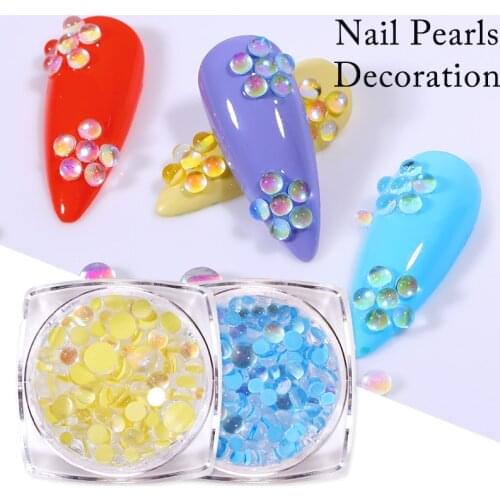 Mixed Mermaids Round Glass Crystal Beads Candy Colors Heart AB 3D Nail Art Rhinestones DIY Flatback Acrylic Stones Decorations