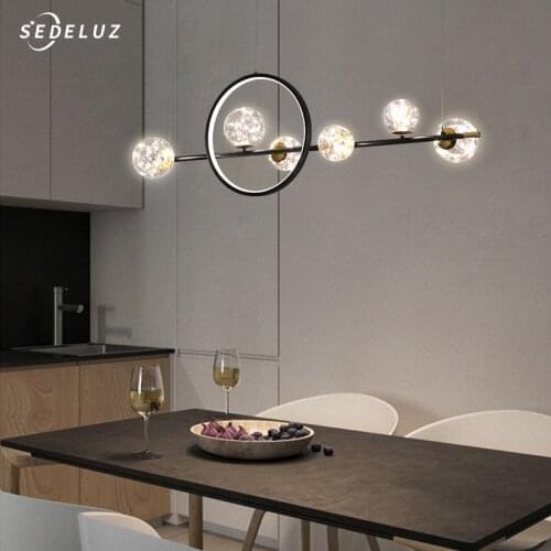 Modern LED Novelty Glass bubble Chandelier Nordic Dining room Lamp Restaurant lighting Kitchen Island Home Decor Hanging lights