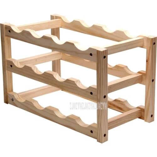 3 Layer Red Wine Rack Wooden Bottle Holder Mount Bar Solid wood Shelf Folding Wood Wine Rack Alcohol Neer Drink Bottle Holder