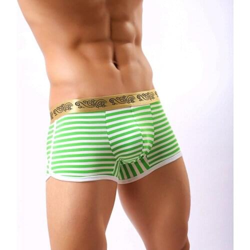 2018 New Style Comfortable Panties Hot Sale Men Underwear Mens Underpants Sexy Striped Cotton Boxers Shorts Underpants Cueca